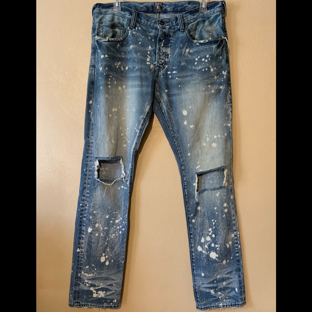 Prps 36w Ripped, Button Up Paint Splattered Jeans